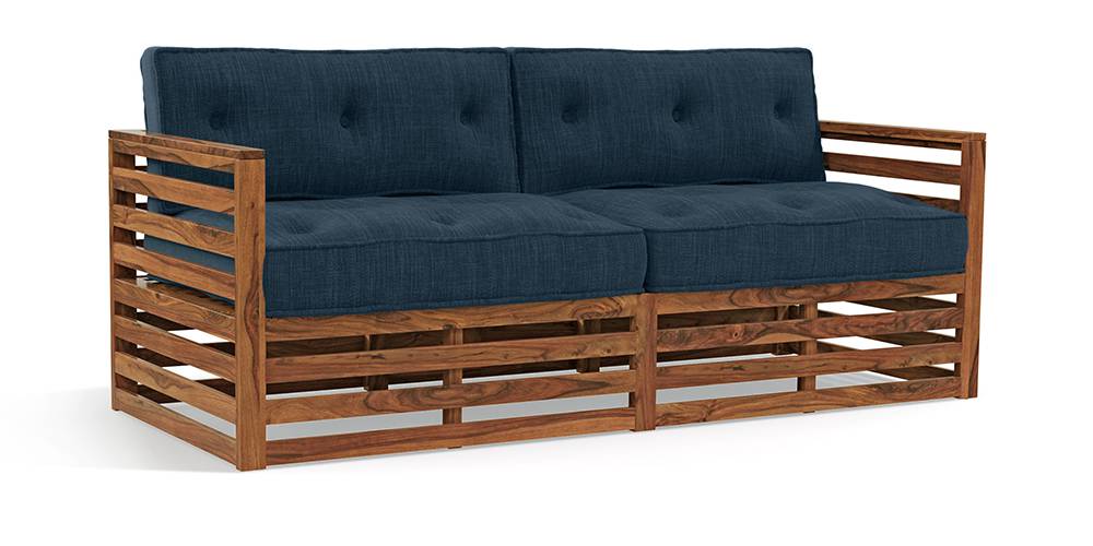 Raymond Wooden Sofa - Teak Finish (Indigo Blue)